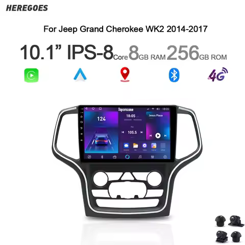 QLED Android 13 Wireless Carplay Car Radio GPS Multimedia Player For Jeep Grand Cherokee WK2 2014-20
