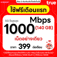 (ใช้ฟรีเดือนแรก) ซิมเทพทรู True เน็ตเร็ว 10 Mbps (เฉพาะเน็ต ไม่อั้น GB) ไม่ลดสปีด + เพิ่มโทรฟรีทุกเค