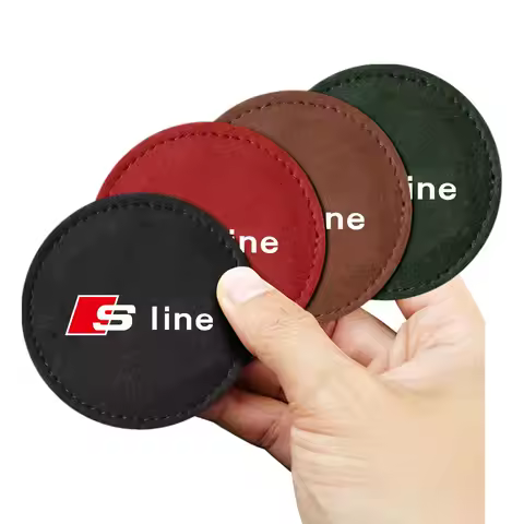 1/2pc Cup Holder Pad PU Leather Slot Non-slip Coaster Mat Valve Cap For Audi B8 A3 8P C7 8V B9 B7 B6