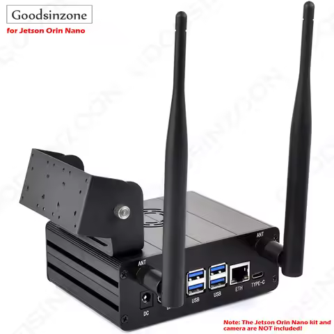 Aluminum Alloy Case for Jetson Orin, Metal Case with 2pcs Antenna + Camera Holder + Cables Kit for J