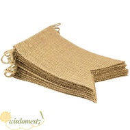 WISDOM Burlap Pennant Banner, 4. Length 15 Pack Jute Hessian Flag Garland, DIY Triangular Shape Blan
