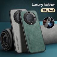 For Honor X9a 5G Case Retro Magnetic Sheepskin Leather Casing Shockproof Matte Silicone Soft Phone B