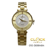 J.Bovier Fashion Sapphire Glass Gold Stainless Steel Band Ladies Watch B15-QS374L_YG