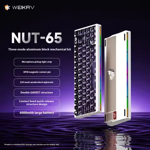 WEIKAV NUT-65 Three-Mode Aluminum Tuo Tuo Mechanical Kit Keyboard Dual GASKET Structure Three-Mode C