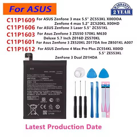 Brand New Battery C11P1612 C11P1603 C11P1609 C11P1601 C11P1606 For ASUS Zenfone 3 4 MAX ZOOM Laser P