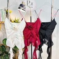 Jellyfish Spaghetti Strap Top Free Size White Black