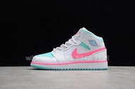 Air Jordan 555112-102 - AIR JORDAN 1 MID GS WHITE-DIGITAL PINK-AURORA GREE - WOMAN 35.5-39 波鞋 籃球鞋 板鞋