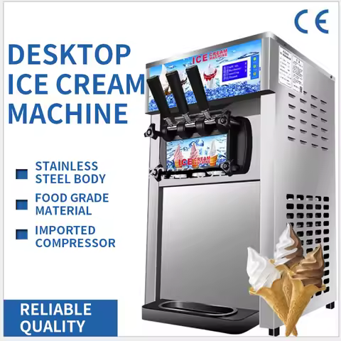 ZM-168 Three Flavors Desktop Ice Cream Machine Commercial Soft Ice Cream Machine Small Three-color I