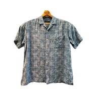 Hawaiian Shirt Chest 47 Shoulder 18 Length 28 Blue Club Room Linen+ Rayon Brand (W92) Second Hand