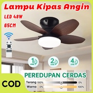 Retro Style Ceiling Fan Light 25 Inch-65cm (5 Blades)/Two-in-One Wooden Ceiling Fan Light With Remot