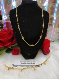 RANTAI BOBA EMAS SUASA ORIGINAL DENGAN SALUTAN EMAS 24K BERKUALITI GRED-A DENGAN COP 916 / 24K GOLD PLATED NECKLACES SET RANTAI LEHER BOBA GELANG TANGAN BOBA RANTAI TANGAN BOBA EMAS BANGKOK RANTAI BOBA EMAS KOREA SET RANTAI BOBA