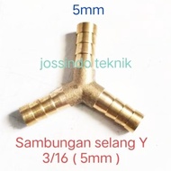 5mm Brass Y Hose Connection 5mm Brass Y Nipple/ Y 3/ 16 (5mm) brass connection/