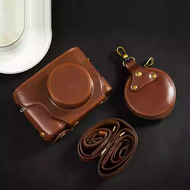 กระเป๋าใส่กล้องด้านหน้าแบบหนังแท้สำหรับกล้องดิจิตอลฟูจิ X100VI สีเทาเทาอ่อน สไตล์เรียบง่าย กระเป๋าใส