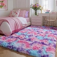 PAGISOFE Soft Shaggy Area Rugs Fluffy Carpets for Girls Bedroom Teens Room 5x8 Feet, Plush Fuzzy Pat