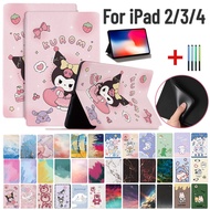 For iPad 2 3 4 Kuromi Ultra Slim Kids Cute Cartoon Leather Stand Cover Shockproof Flip Case