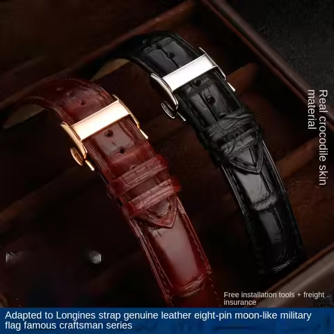 Suitable for Longines Master Collection Omega IWC Jaeger LeCoultre Crocodile Leather Watch Strap for