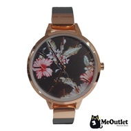 Nine West Women's Floral Dial Strap Watch - Grey/Rose Gold (NW/2044FLGY)
