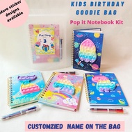 [SG Seller] Kids Goodie Bag Birthday Gift Packs pop it notebook return gifts Customized Name Children's Day Gift