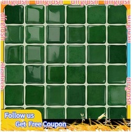 【D&F】24-Pack Emerald Green 3D Mosaic Peel and Stick Backsplash Tiles 6x6 Inch Waterproof Oil-Proof T