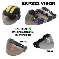 BKP Pilot Cruiser 323 Visor Siang Malam Universal 3pins Button Visor - V Shape BOB Heath For Ms88/Sg