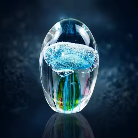 3D Laser Fish Jellyfish Inlay Crystal Glass Art Ocean Gift Wedding Express Gift Home Decoration Pape