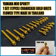 ◷ ① ∱ 1 set of original heng 17pcs gold bolts for Crankcase  Mio Sporty  Made in Thailand