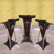 Mimbar Gereja Minimalis Podium Kristen Bahan Kayu Jati Harga Murah