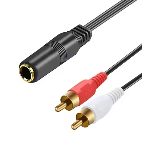 1/4 Inch TRS Jack to 2 RCA R/L Y Splitter Stereo Audio Cable 0.3m Dual RCA to 6.35mm Adapter Cord fo