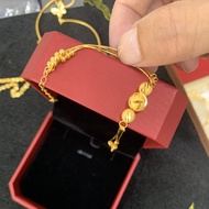 Bracelet 999 Pure Gold 3D Bright frosted Buddha bracelets 24K Golden jewelry Valentine's Day birthda