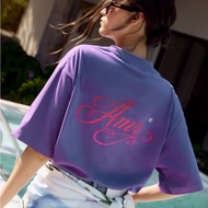 AMR DE SAISON (AIMER)-Oversized T-Shirt in Purple 100% Cotton Oversized Shirt Woman