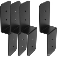 4 PCS Black Deck Joist Tie, Steel Z Pergola Bracket 6" Post to Beam Support, Width 3", Thickness 1/8