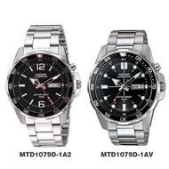 ☊▤✻[Ready Stock] Casio Edifice MTD 1079 DY Chronograph Men Watch Silver Stainless Steel Band /Jam Ta