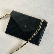 中古包 Chanel黑色信封翻蓋小包 斜背包 單肩包 側背包 二手包