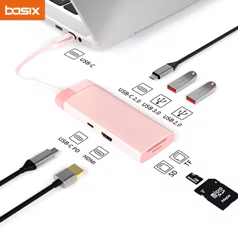 Type c hub 7 in 1 usb c hub Type-C to PD 100W USB3.0 HD-MI USB-C2.0 SD TF for MacBookPro Air M1 M2 u
