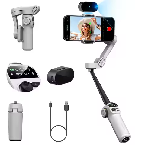 AOCHUAN Smart X2 Ai White Smartphone Gimbal Stabilizer Equipped with LED display Built in extension 