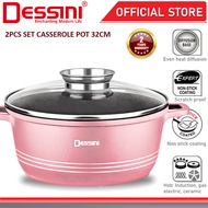 DESSINI ITALY 32CM Casserole Die Cast Aluminium Induction Non Stick Pot Bowl Pan Cookware Tool with 