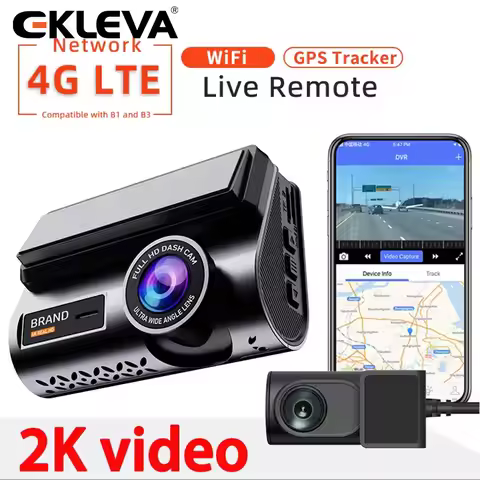 EKLEVA 4G LTE Dash Cam 2K Front and 720P Rear Live Streaming Video Remote Monitoring Parking Monitor