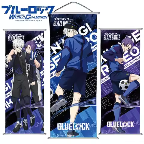 New Bandai BLUE LOCK HD Wallpaper Poster 25*70cm Mikage Reo Isagi Yoichi Fabric Scroll Hanging Pictu