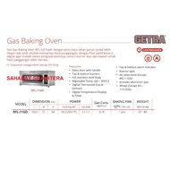 Berat Sebenarnya GETRA Gas Baking Oven RFL-11GD Oven Gas