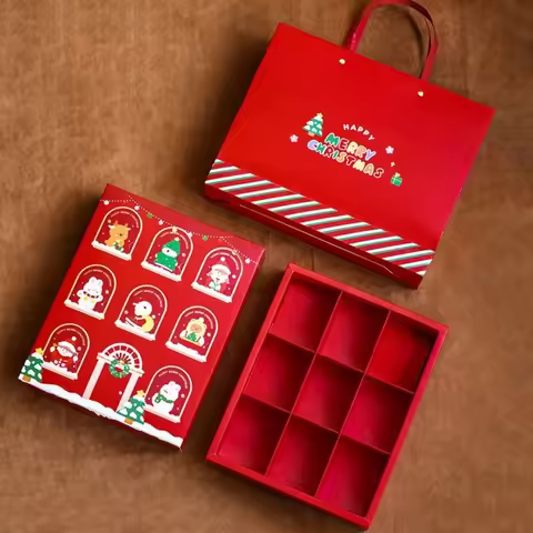 Gifts Empty Christmas Mystery Box Fillable Compartments Christmas Pattern Christmas Treat Box Packag
