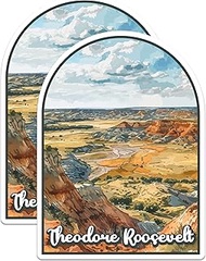 (2 Pack) Theodore Roosevelt National Park Bumper Sticker - US National Park - Choose from 63 Parks -