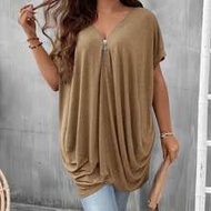 Plus Size Women Casual Solid Color Batwing Sleeve T-Shirt Plus Size Tops T Shirt Blouse For Women Ca