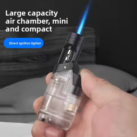 Honest Large-capacity Transparent Direct-injection Lighter Small Spray Gun Outdoor Cigar Inflatable 