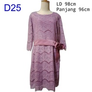 dress pesta ungu pink brokat wanita d25