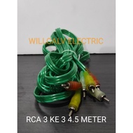 TRANSPARENT RCA CABLE 3 TO 3 RCA CABLE/ CONTENTS 3 TO 3 AUDIO JACK CABLE 3 TO 3 LENGTH 4.5 METERS