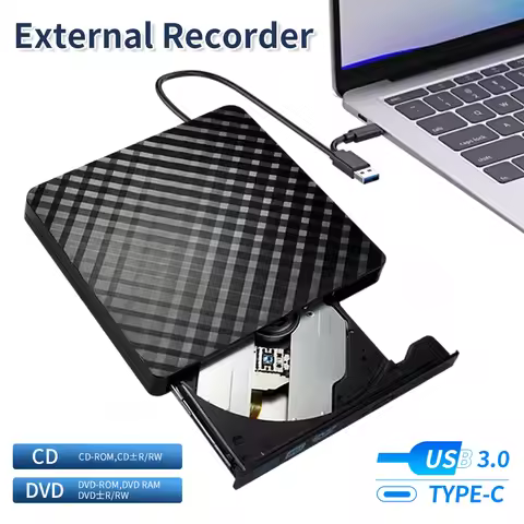 2 in 1 USB 3.0 Type C External DVD RW ROM CD Player Writer Reader Optical Drives for Laptop Desktop 