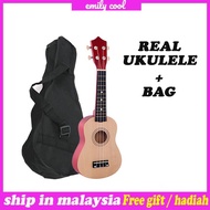 Kayu 21 inci Soprano Ukulele 4 string Gitar Hawaii + String + Picks + Beg | WOOD 21 inch Soprano Uku