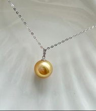 😍限時優惠！18k白金極品珠光11-12mm天然海水南洋金珠超亮濃金伴彩綠光👍珍珠吊墜！超清晰鏡面高品質珠光顏色無敵😍。