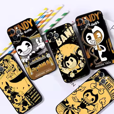 Cartoon B Bendy And T The Ink Machine Phone Case For IPhone 17 Air 16 15 14 13 Pro Max 11 12 Black S
