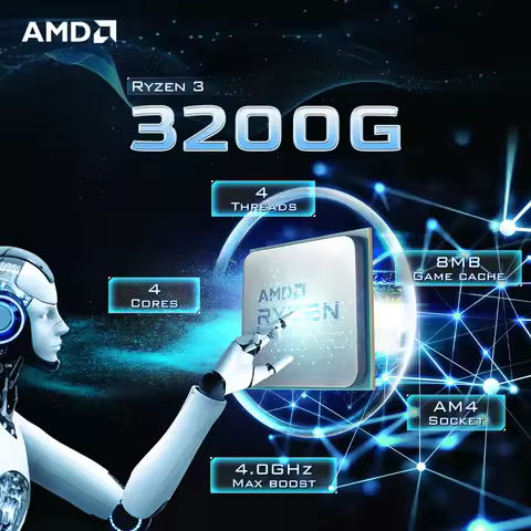 AMD Ryzen 3 3200G 4-Core 4-Thread DDR4 12NM L3=4M 3.6GHz Processor 65W Socket AM4 R3 3200G but witho